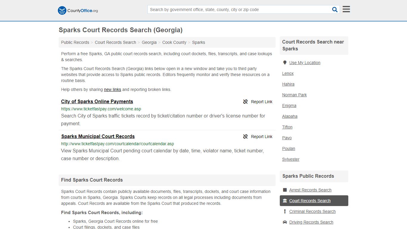 Sparks Court Records Search (Georgia) - County Office